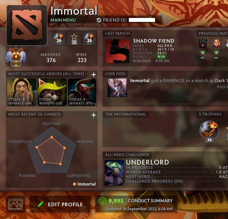 Immortal | MMR: 5890 - Behavior: 9995