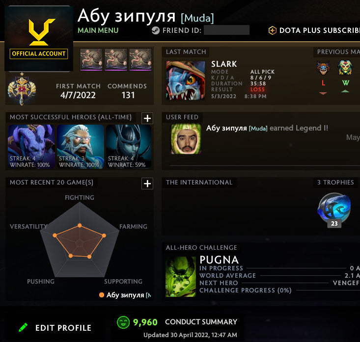 Legend III | MMR: 3190 - Behavior: 10000