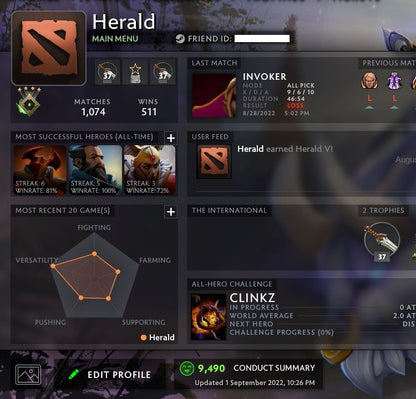 Herald IV | MMR: 430 - Behavior: 9490