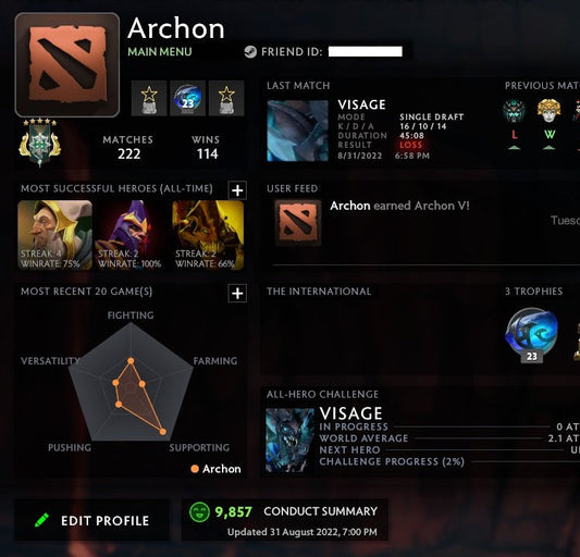 Archon V | MMR: 2980 - Behavior: 9857