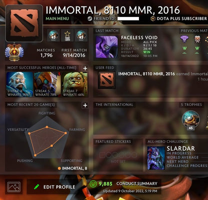 Immortal | MMR: 8110 - Behavior: 9885