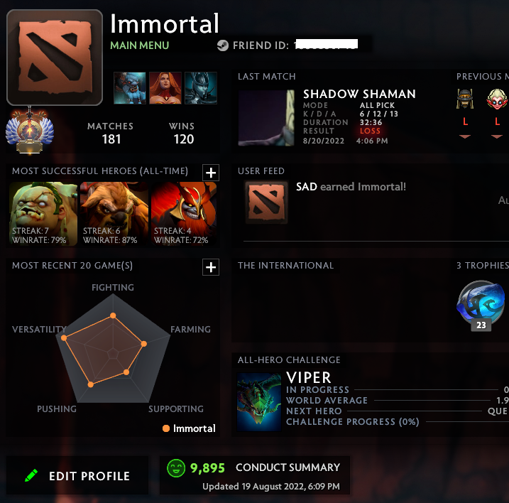 Immortal | MMR: 5920 - Behavior: 9895