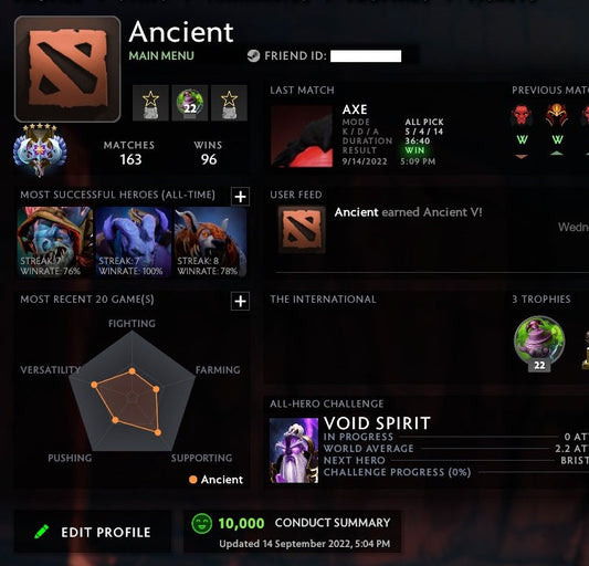 Ancient V | MMR: 4490 - Behavior: 10000