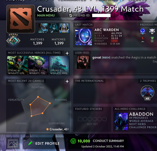 Crusader V | MMR: 2150 - Behavior: 10000