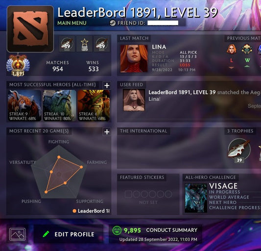 Immortal [Leaderboard] | MMR: 7150 - Behavior: 9895