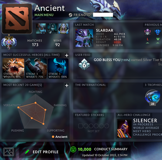 Ancient I | MMR: 3890 - Behavior: 10000