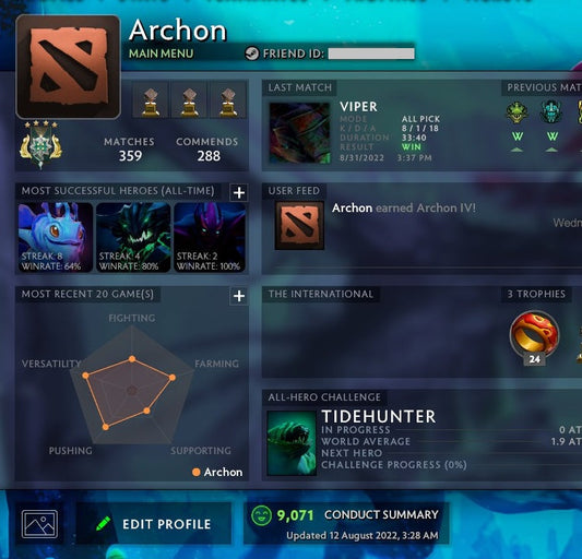 Archon V | MMR: 2800 - Behavior: 9071