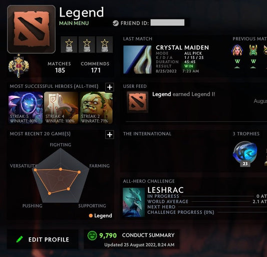 Legend I | MMR: 3220 - Behavior: 9790