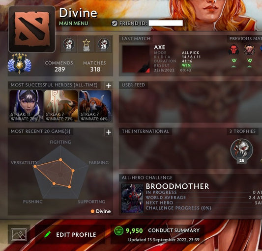 Divine V | MMR: 5580 - Behavior: 9950