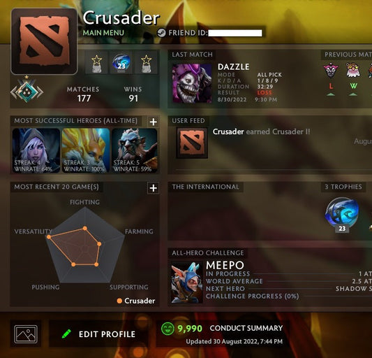 Crusader I | MMR: 1600 - Behavior: 9990