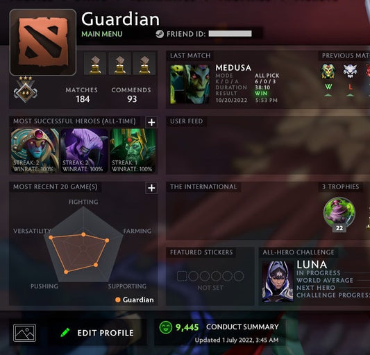 Guardian III | MMR: 1220 - Behavior: 9445