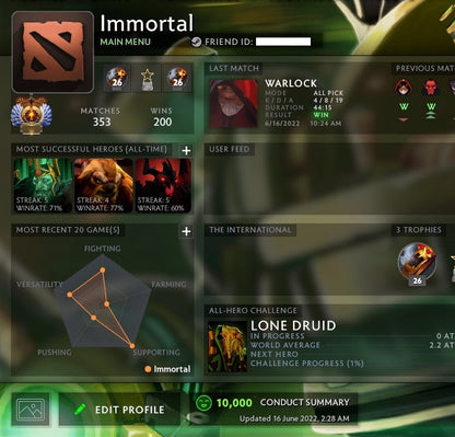Immortal | MMR: 5710 - Behavior: 10000