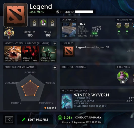 Legend V | MMR: 3840 - Behavior: 9084