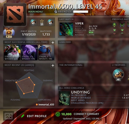 Immortal [Leaderboard] | MMR: 6500 - Behavior: 10000