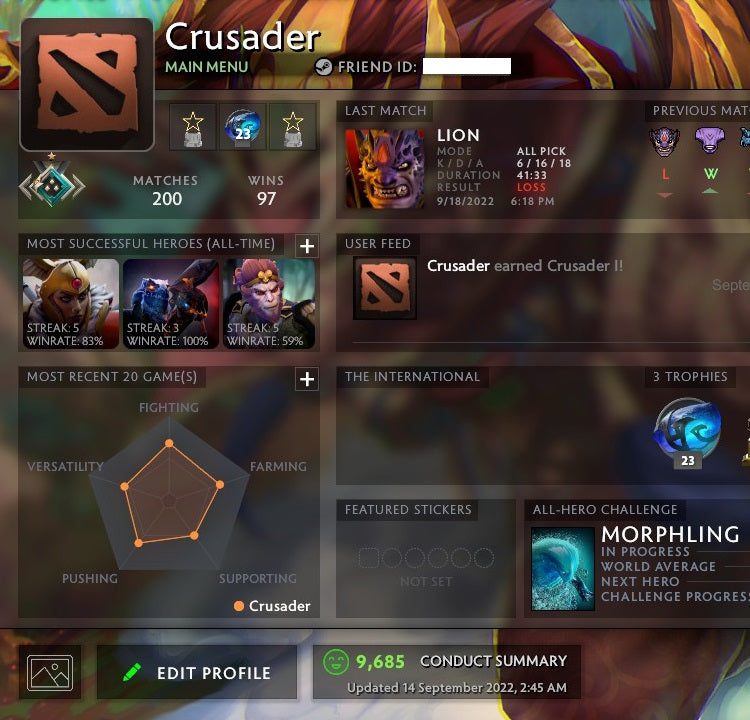 Crusader I | MMR: 1590 - Behavior: 9685