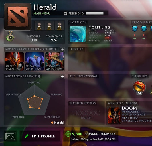 Herald II | MMR: 250 - Behavior: 9800