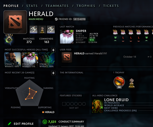 Herald IV | MMR: 600 - Behavior: 7531