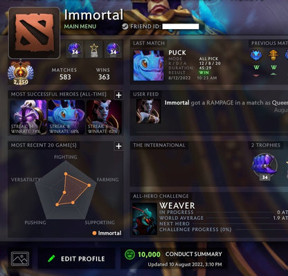 Immortal [Leaderboard] | MMR: 7000 - Behavior: 9930