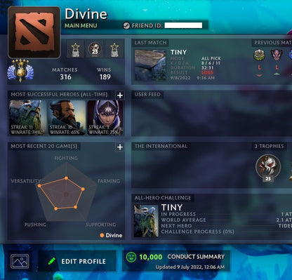 Divine V | MMR: 5380 - Behavior: 10000