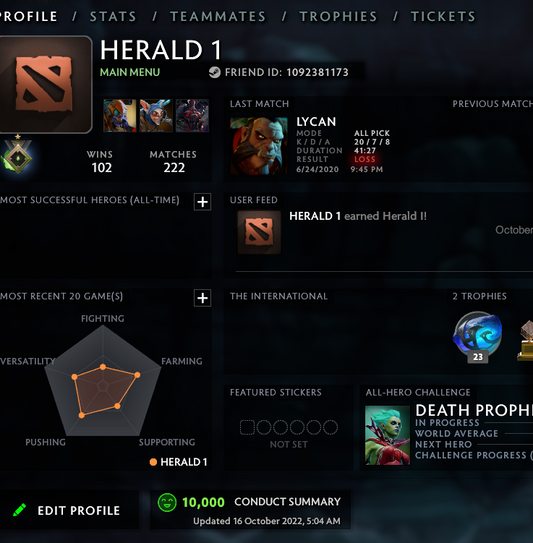 Herald I | MMR: 70 - Behavior: 10000