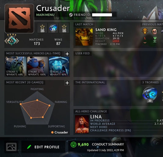 Crusader IV | MMR: 2050 - Behavior: 9690