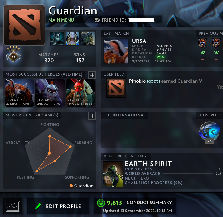 Guardian V | MMR: 1420 - Behavior: 9615