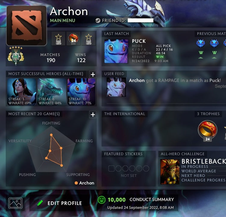 Archon V | MMR: 2980 - Behavior: 10000