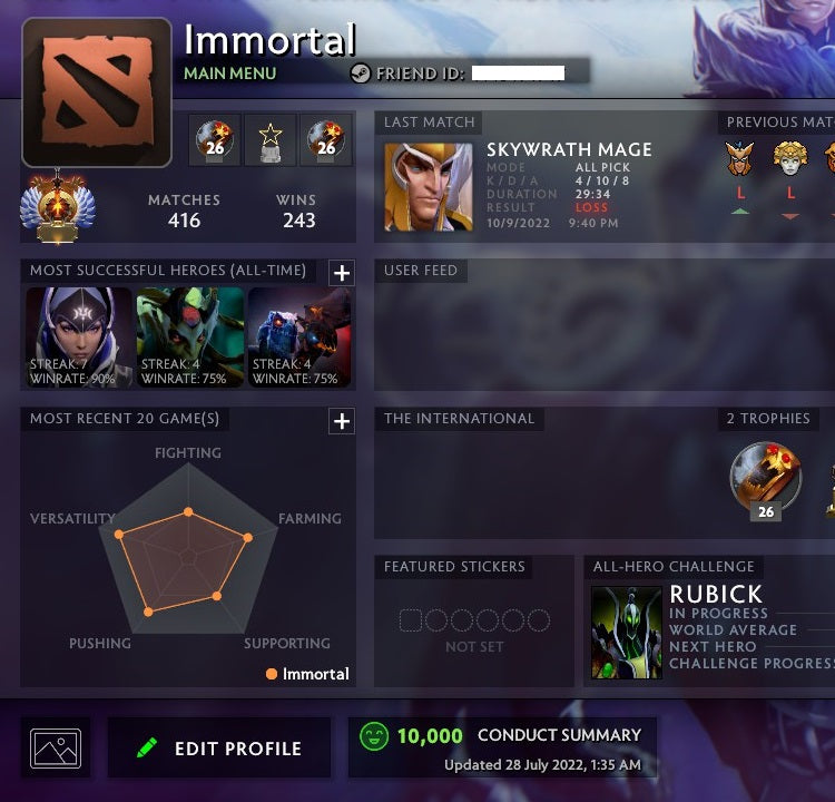 Immortal | MMR: 6160 - Behavior: 10000