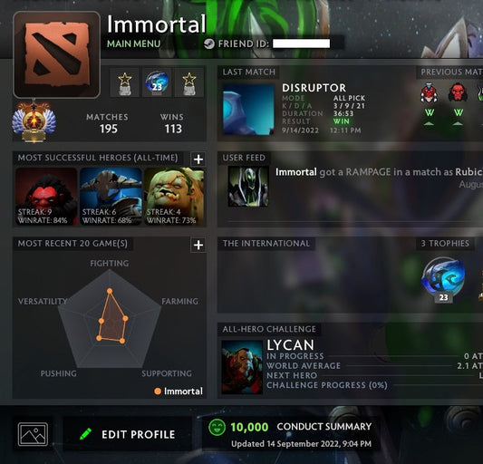 Immortal | MMR: 5690 - Behavior: 10000