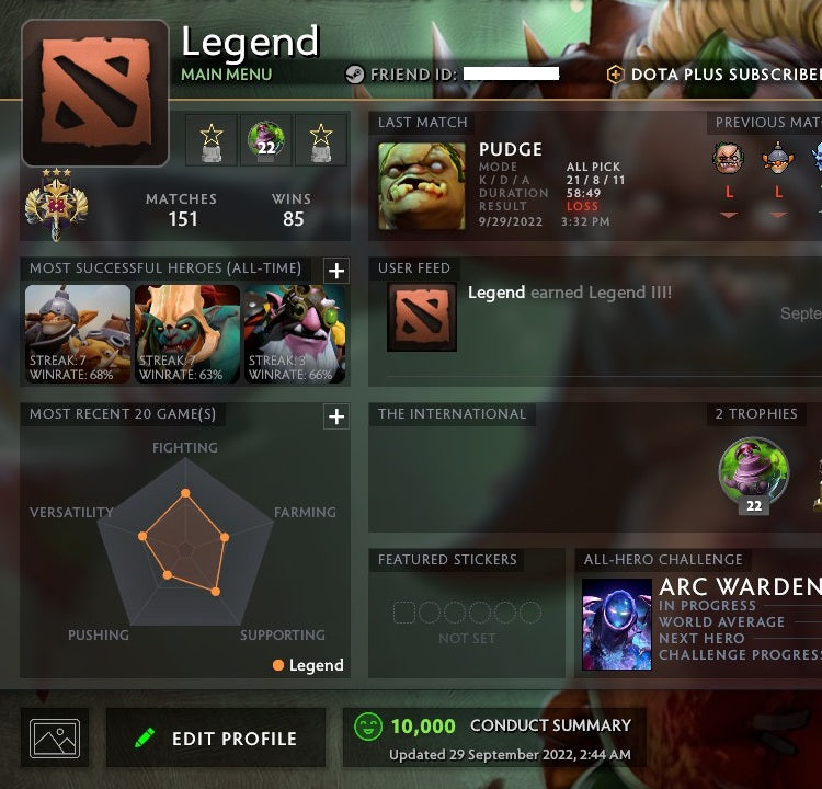 Legend III | MMR: 3400 - Behavior: 10000