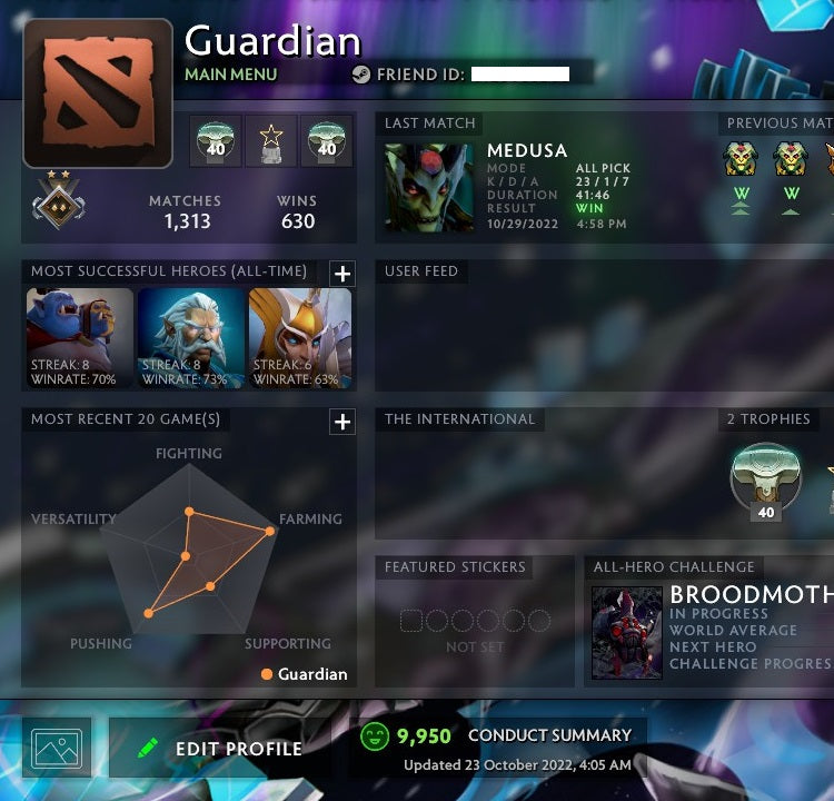 Guardian II | MMR: 1020 - Behavior: 9950