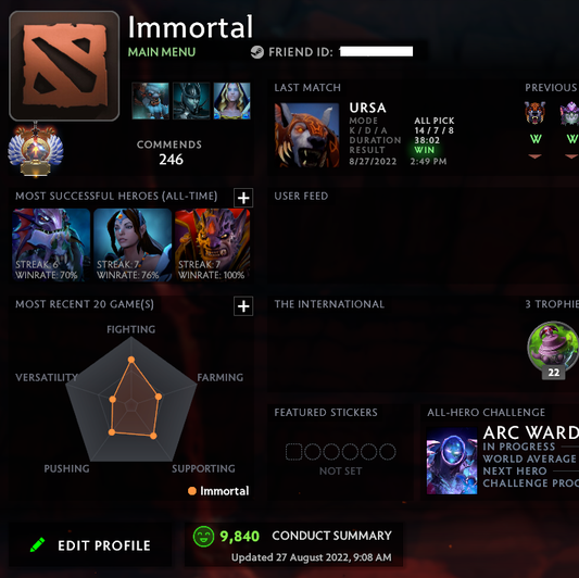 Immortal | MMR: 6250 - Behavior: 9840